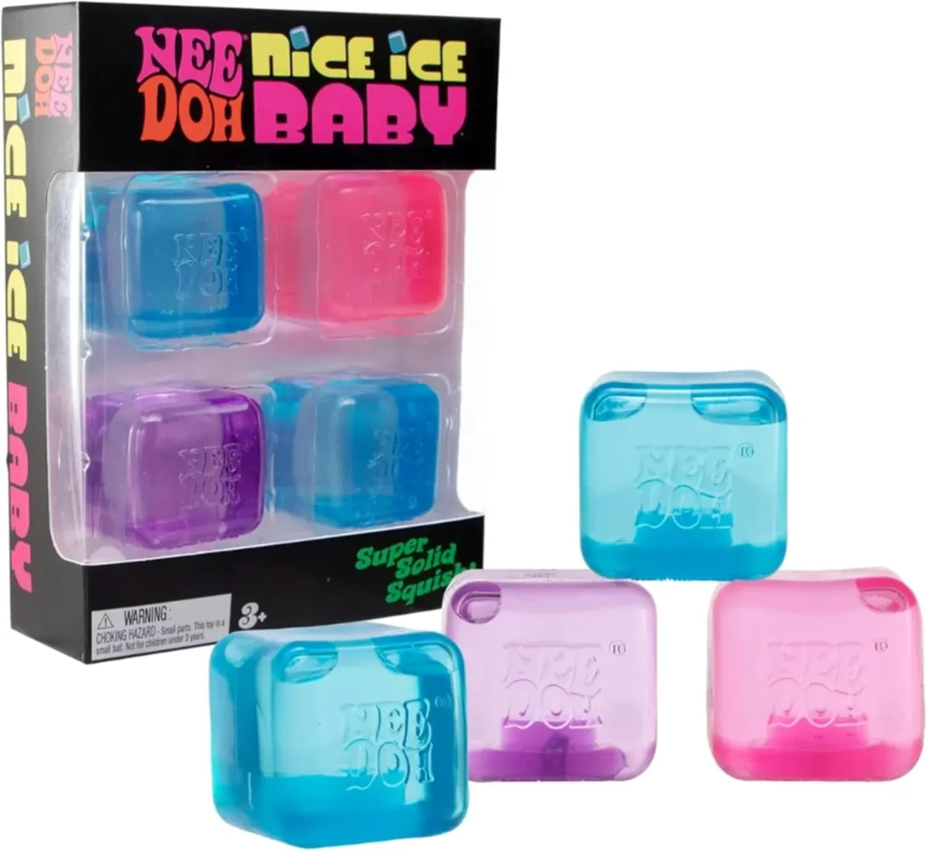 NeeDoh Nice Ice Baby Mini, a small chilled squishy cube in its classic square shape, shown up close — Image 1 of 1